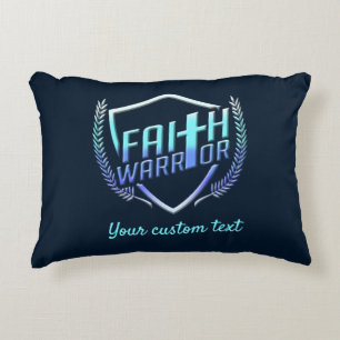 Faith Warrior Christian Blue Purple Ombre Decorative Cushion