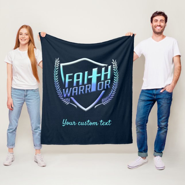 Faith Warrior Christian Blue Purple Ombre Fleece Blanket (In Situ)