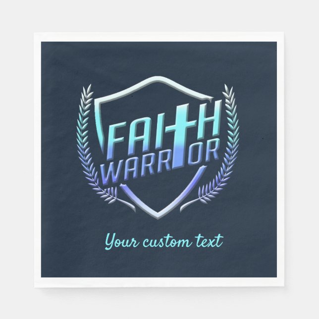 Faith Warrior Christian Blue Purple Ombre Napkin (Front)