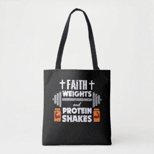 Faith Weights Christian Gym Humour Exercise Tote Bag