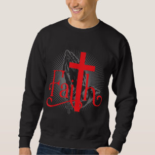 Faith with Christian Cross and Praying hands Jesus Sweatshirt