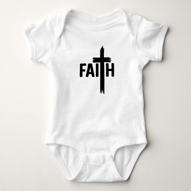 Faith with Cross Baby Bodysuit (Front)