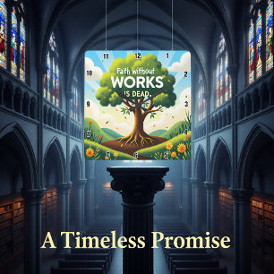 Faith without WORKS IS DEAD Square Wall Clock