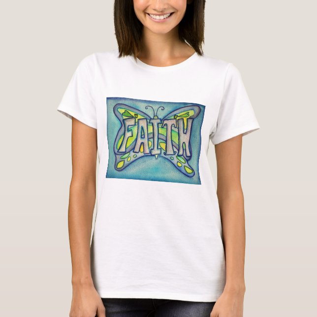 Faith Word Butterfly Art Painting Custom Shirts (Front)
