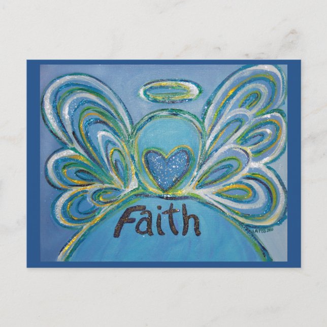 Faith Word Inspirational Angel Postcard (Front)