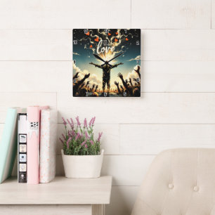 Faith works through love. Galatians 5:6 Square Wall Clock