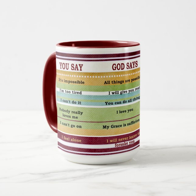 Faith YOU SAY GOD SAYS Inspirational Bible Verses Mug (Front Left)