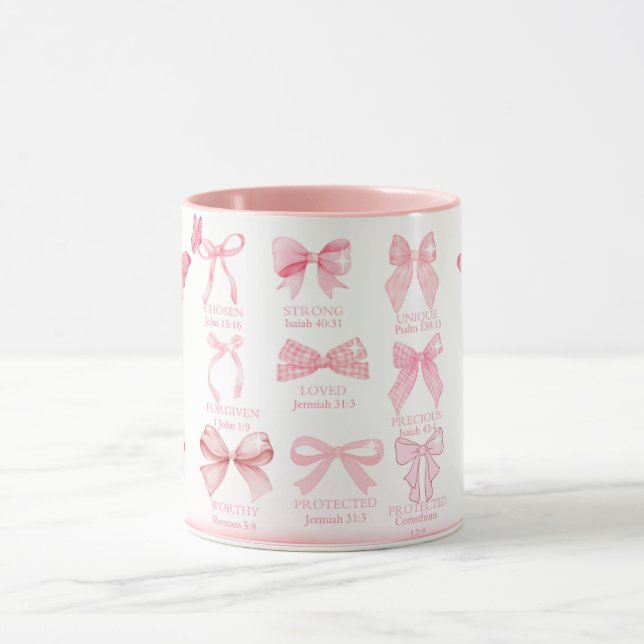 Faithful & Beautiful – Pink Bow Christian Affirmat Mug (Center)