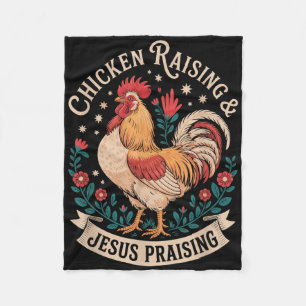Faithful Chicken Farmer Funny Christian Retro Sayi Fleece Blanket