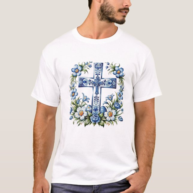 Faithful Cross: Inspirational Jesus T-Shirt" T-Shirt (Front)