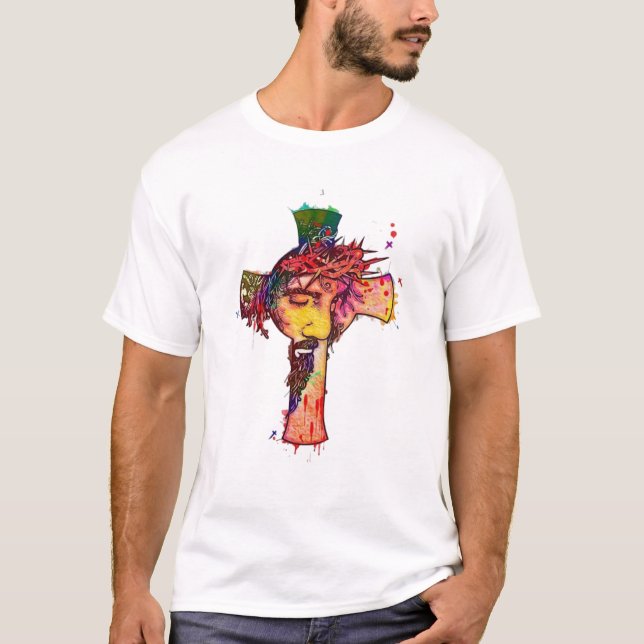 Faithful Cross: Inspirational Jesus T-Shirt" T-Shirt (Front)