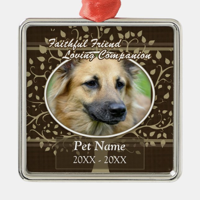 Faithful Friend Custom Pet Sympathy Metal Tree Decoration (Front)