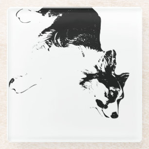 Faithful Gaze in Fall Shadows Glass Coaster