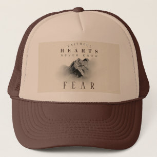 Faithful Inspiraional Quote Watercolor Mountain Trucker Hat