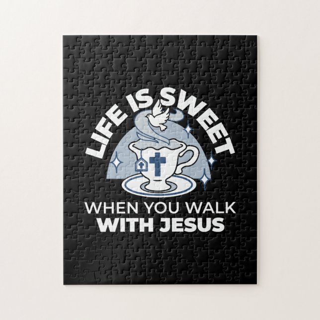 Faithful Living Art – Teacup with Cross and Dove  Jigsaw Puzzle (Vertical)