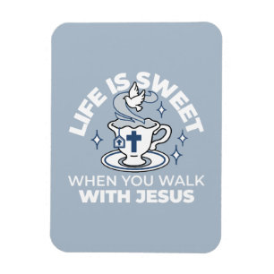 Faithful Living Art – Teacup with Cross and Dove  Magnet