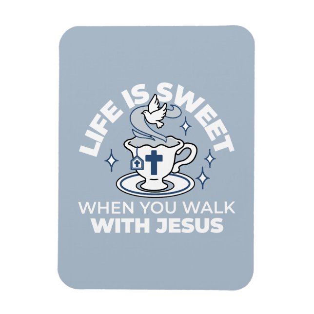 Faithful Living Art – Teacup with Cross and Dove  Magnet (Vertical)