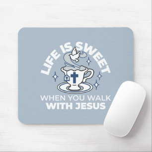 Faithful Living Art – Teacup with Cross and Dove Mouse Mat