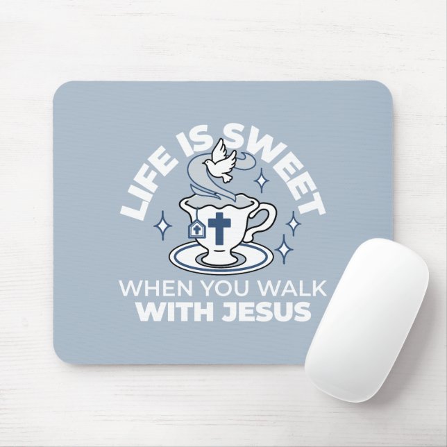 Faithful Living Art – Teacup with Cross and Dove  Mouse Mat (With Mouse)