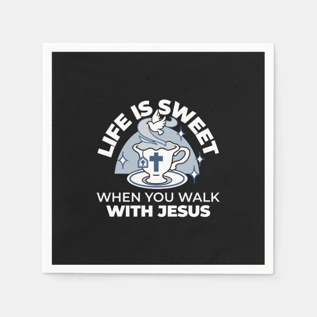 Faithful Living Art – Teacup with Cross and Dove  Napkin (Front)