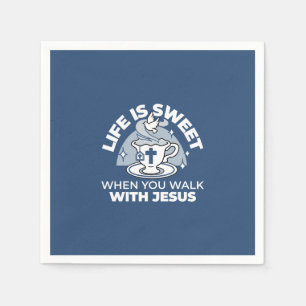 Faithful Living Art – Teacup with Cross and Dove Napkin