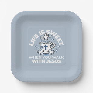 Faithful Living Art – Teacup with Cross and Dove Paper Plate