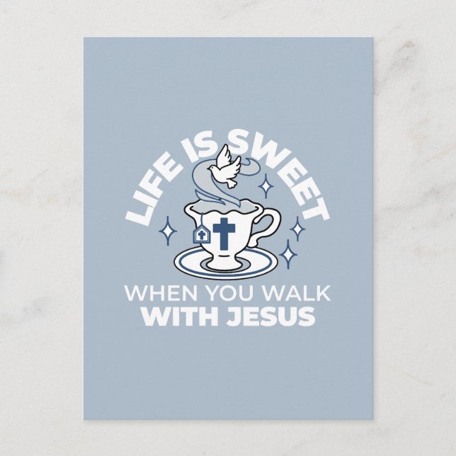 Faithful Living Art – Teacup with Cross and Dove  Postcard (Front)