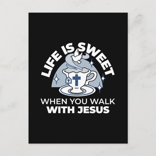 Faithful Living Art – Teacup with Cross and Dove  Postcard (Front)