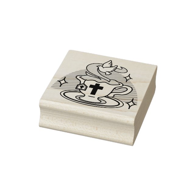 Faithful Living Art – Teacup with Cross and Dove  Rubber Stamp (Stamp)