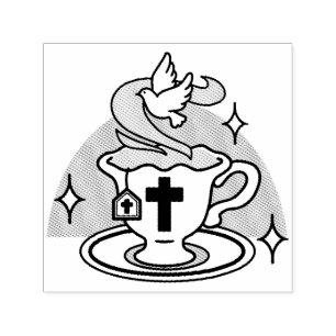 Faithful Living Art – Teacup with Cross and Dove Self-inking Stamp
