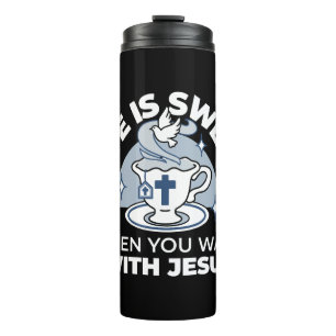 Faithful Living Art – Teacup with Cross and Dove Thermal Tumbler