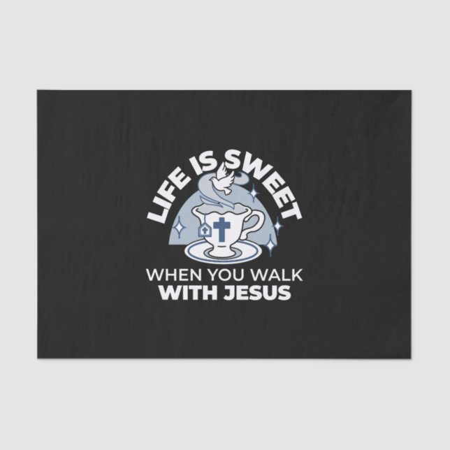 Faithful Living Art – Teacup with Cross and Dove  Tissue Paper (Front)