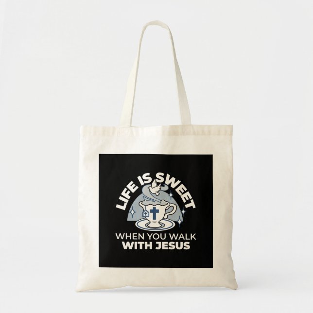 Faithful Living Art – Teacup with Cross and Dove  Tote Bag (Front)