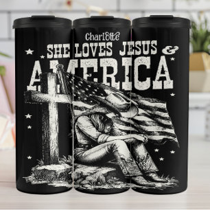 Faithful Patriot: Jesus, America, Cowgirl Thermal Tumbler