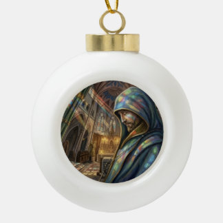 Faithful Reflection Priestly Prayer Under Light Ceramic Ball Christmas Ornament