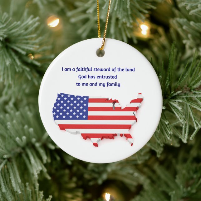 Faithful Steward of USA - Round  Ceramic Tree Decoration (Tree)