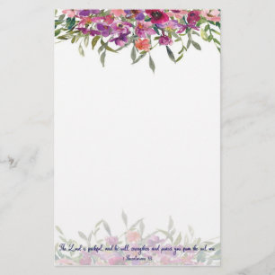 Faithful watercolor floral stationery