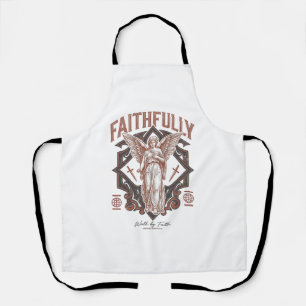 Faithfully Angel Vintage Engraving Christian T-Shi Apron