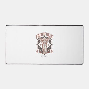 Faithfully Angel Vintage Engraving Christian T-Shi Desk Mat
