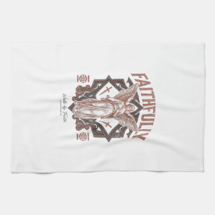 Faithfully Angel Vintage Engraving Christian T-Shi Tea Towel