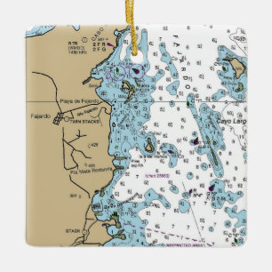Fajardo Puerto Rico Chart Ceramic Ornament