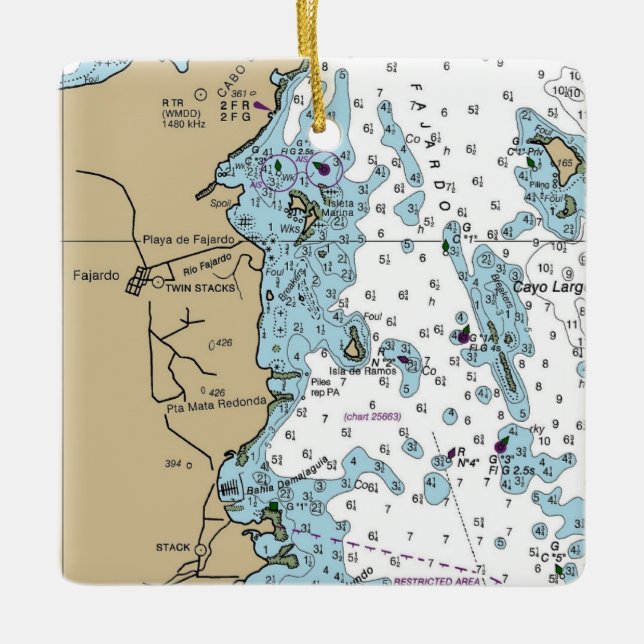 Fajardo Puerto Rico Chart Ceramic Ornament (Front)