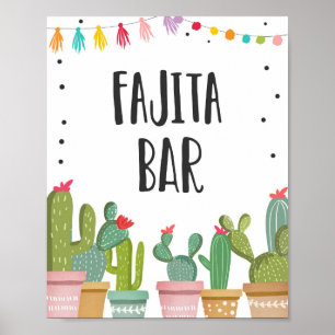 Fajita Bar Fiesta Food Cactus Table Sign