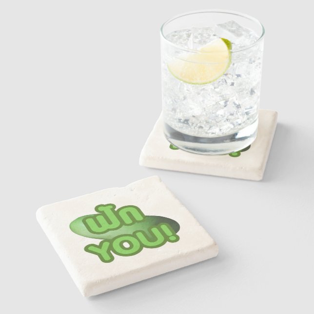FAK YOU! ... Green Squash (Winter Melon) Stone Coaster (Side)