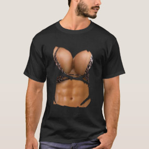 Fake Abs Shirt Bikini Body Muscle Six Pack Fake Big Boobs