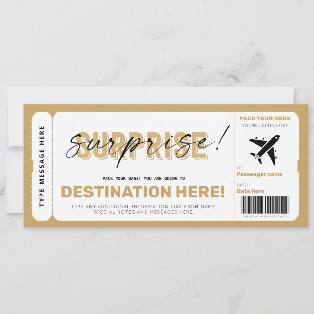 Fake Aeroplane Ticket Surprise Boarding Pass (Front)