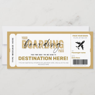 Fake Aeroplane Ticket Surprise Boarding Pass Card