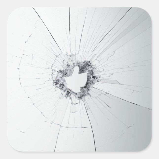 Fake Cracked Broken Design – Funny Theft Deterrent Square Sticker (Front)