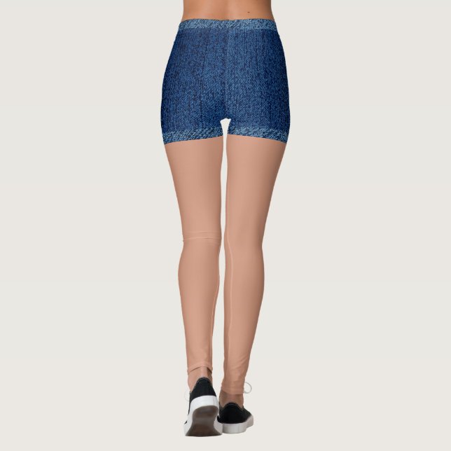 Fake denim short blue leggings (Back)