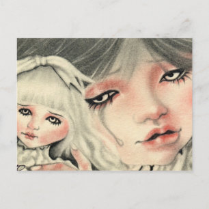 Fake Doll Sad Postcard
